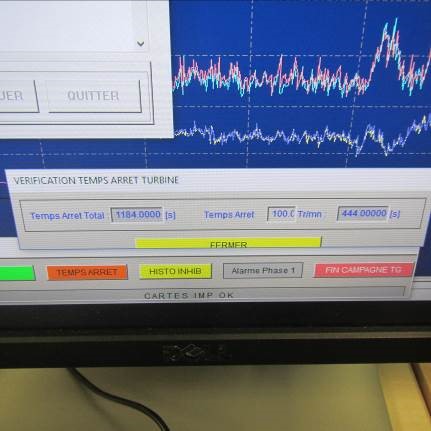 Vibration graph - Time of 100 RPM to complete stop - gas turbine inspection